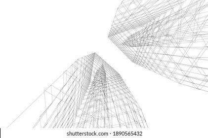 abstract buildings architectural drawing 3d