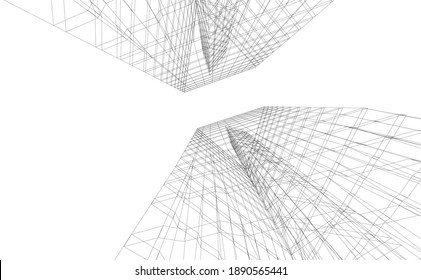 abstract buildings architectural drawing 3d