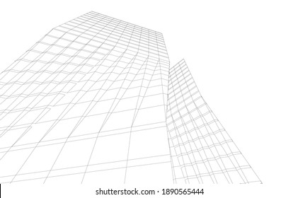 abstract buildings architectural drawing 3d