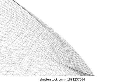 abstrakte Gebäude, architektonische Zeichnung 3d