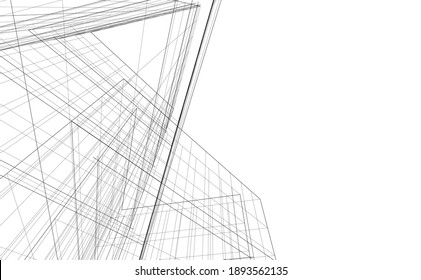 abstract buildings architectural drawing 3d