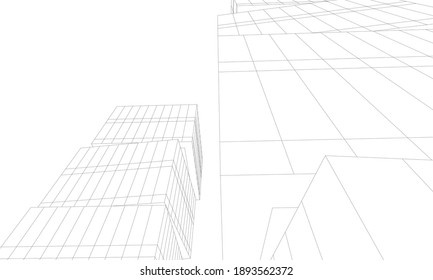 abstract buildings architectural drawing 3d