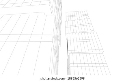abstract buildings architectural drawing 3d