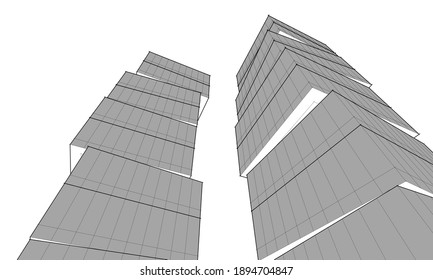 dibujo arquitectónico de edificios abstractos 3d