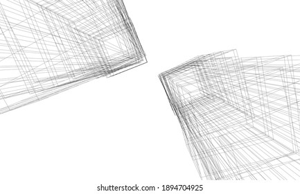 abstract buildings architectural drawing 3d