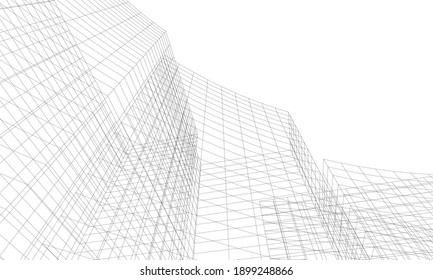 dibujo arquitectónico de edificios abstractos 3d