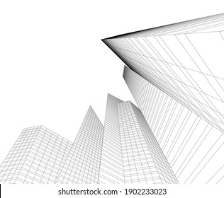 dibujo arquitectónico de edificios abstractos 3d