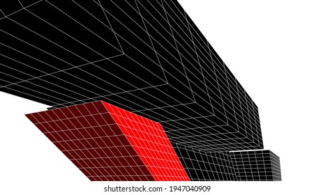 abstract buildings architectural drawing 3d illustration