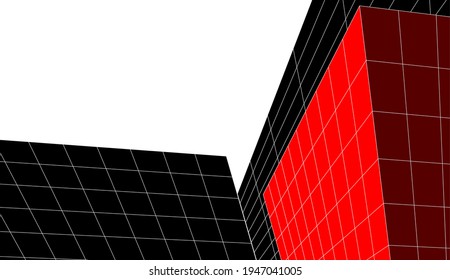 abstrakte Gebäude, architektonische Zeichnung 3D-Illustration