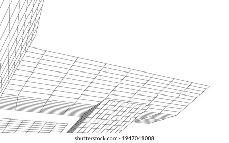 abstract buildings architectural drawing 3d illustration