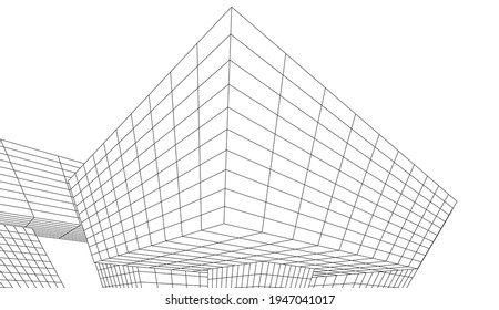 abstract buildings architectural drawing 3d illustration