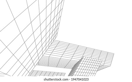 abstract buildings architectural drawing 3d illustration