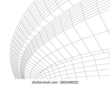 abstrakte Gebäude, architektonische Zeichnung 3d