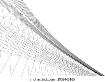 abstrakte Gebäude, architektonische Zeichnung 3d