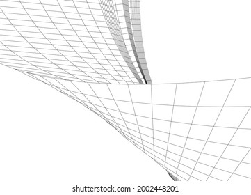 dibujo arquitectónico de edificios abstractos 3d