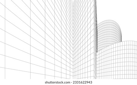 abstract buildings architectural drawing 3d