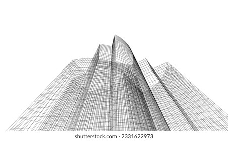 abstract buildings architectural drawing 3d