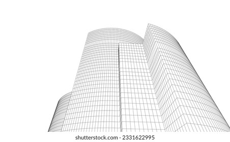 dibujo arquitectónico de edificios abstractos 3d