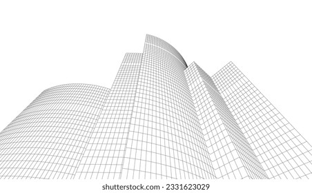 abstract buildings architectural drawing 3d