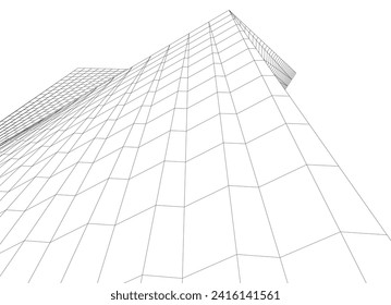 dibujo arquitectónico de edificios abstractos 3d