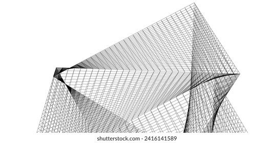 dibujo arquitectónico de edificios abstractos 3d