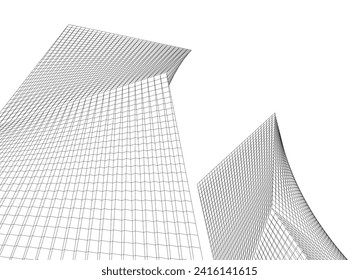 abstract buildings architectural drawing 3d