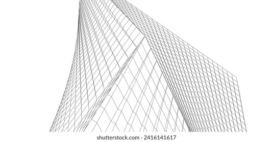 abstract buildings architectural drawing 3d