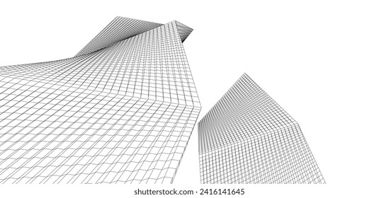 abstract buildings architectural drawing 3d