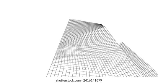 abstrakte Gebäude, architektonische Zeichnung 3d