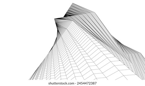abstract buildings, architectural drawing 3d