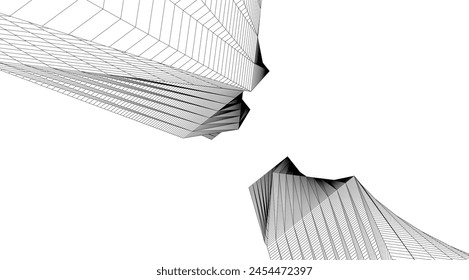 abstract buildings, architectural drawing 3d