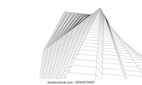 abstract buildings, architectural drawing 3d