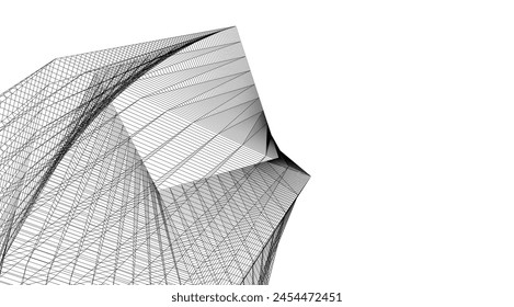 abstract buildings, architectural drawing 3d