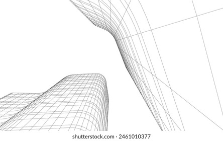 abstract buildings, architectural drawing 3d