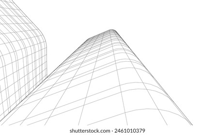 abstract buildings, architectural drawing 3d