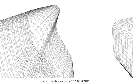 abstract buildings, architectural drawing 3d