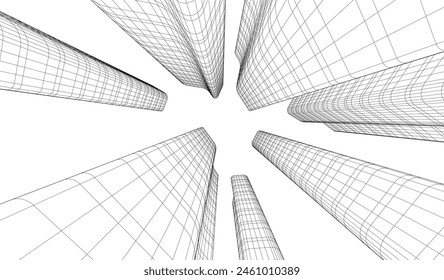 abstract buildings, architectural drawing 3d