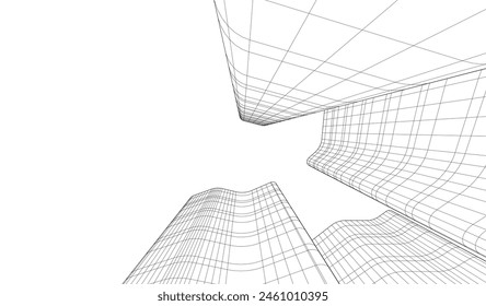 abstract buildings, architectural drawing 3d