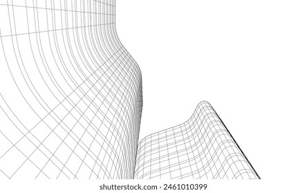 abstract buildings, architectural drawing 3d