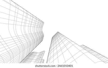 edificios abstractos, dibujo arquitectónico 3d