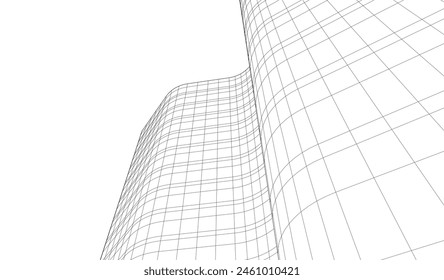 edificios abstractos, dibujo arquitectónico 3d