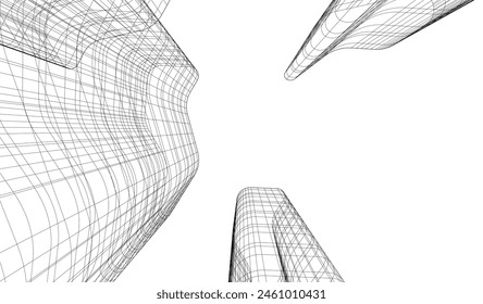abstract buildings, architectural drawing 3d