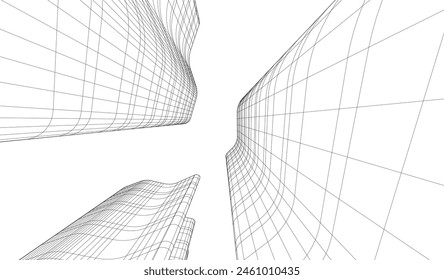 abstract buildings, architectural drawing 3d