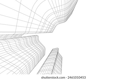 edificios abstractos, dibujo arquitectónico 3d
