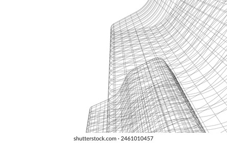abstract buildings, architectural drawing 3d