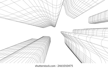 edificios abstractos, dibujo arquitectónico 3d