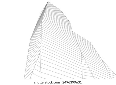 Abstract buildings architectural drawing 3d illustration
