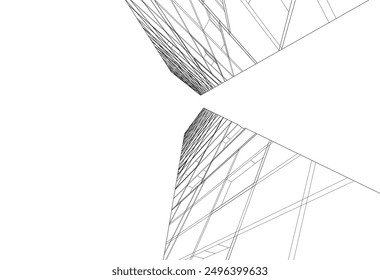 Abstract buildings architectural drawing 3d illustration