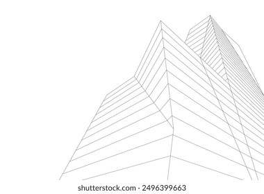 Abstract buildings architectural drawing 3d illustration