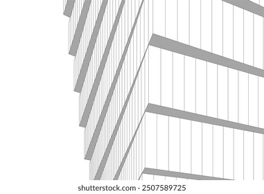 abstract buildings, architectural drawing 3d illustration
